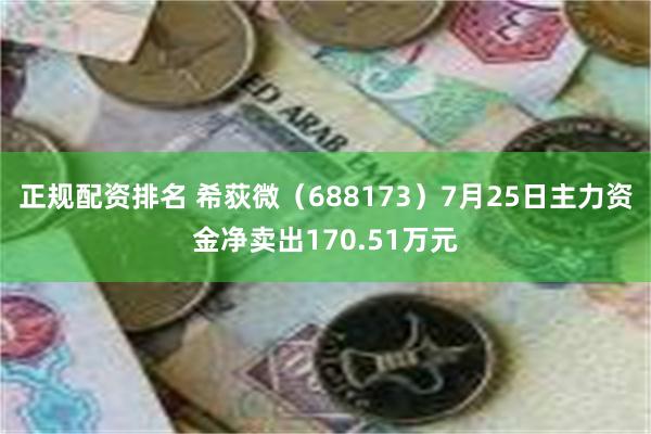 正规配资排名 希荻微（688173）7月25日主力资金净卖出170.51万元