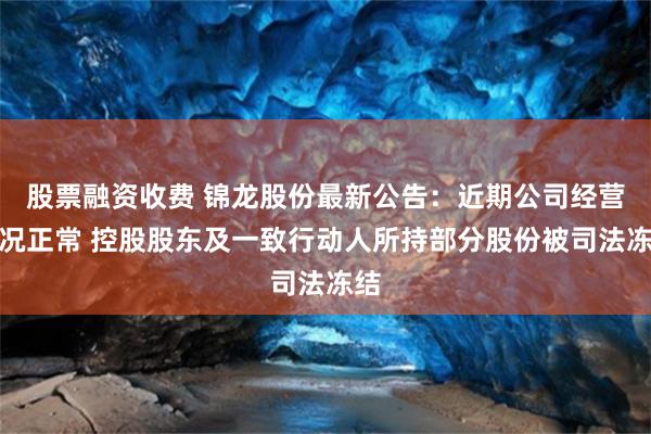 股票融资收费 锦龙股份最新公告：近期公司经营情况正常 控股股东及一致行动人所持部分股份被司法冻结